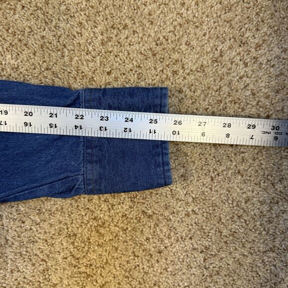 Vtg Wrangler Shirt Mens XL 17x36 Denim Pearl Snap Western Work 90s Cowboy - Picture 6 of 10